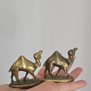Pair Of Vintage Brass Camel Figurines